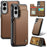 CASEME For Samsung Galaxy S25 Edge Phone Case  C22 Leather Back Cover with RFID Blocking Card Slots - Brown - 1