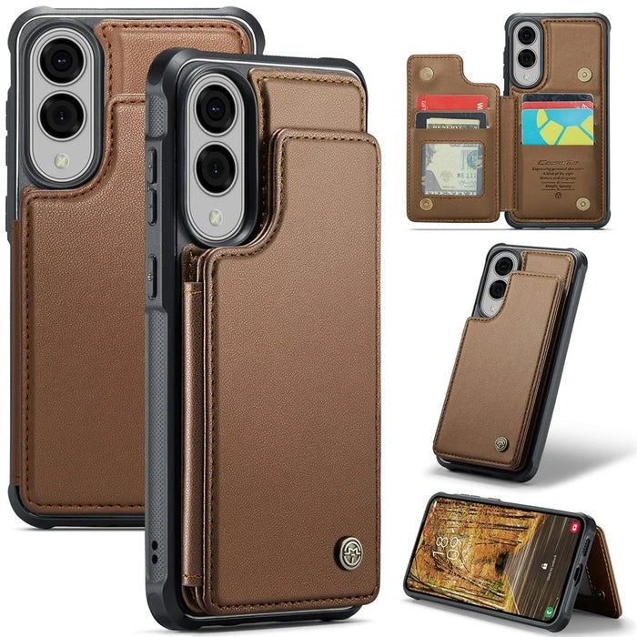 CASEME For Samsung Galaxy S25 Edge Phone Case  C22 Leather Back Cover with RFID Blocking Card Slots - Brown - 1