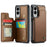 CASEME For Samsung Galaxy S25 Edge Phone Case  C22 Leather Back Cover with RFID Blocking Card Slots - Brown - 2