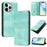 For iPhone 16 Pro Max Wallet Cases Retro Texture RFID Blocking Leather Phone Cover - Mint Green - 2
