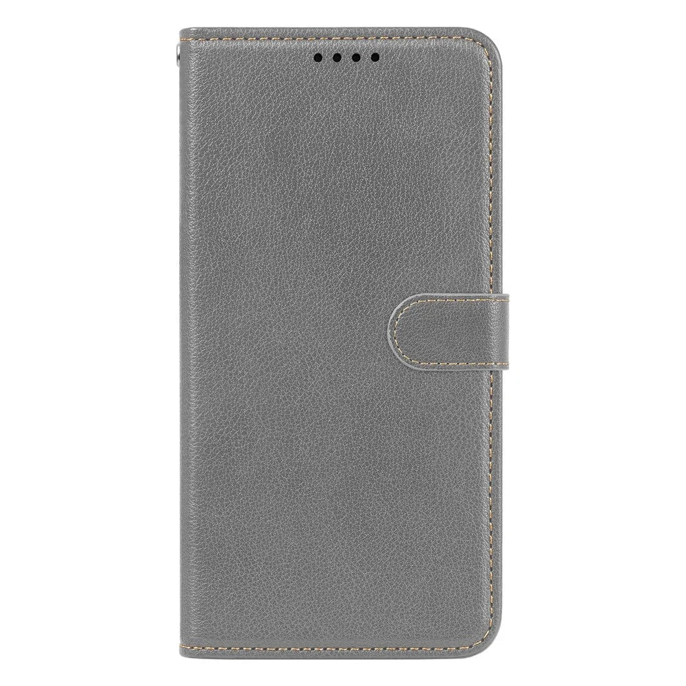 For Samsung Galaxy A06s Case RFID Blocking Wallet Litchi Texture Leather Phone Cover Magnetic Clasp - Grey - 6