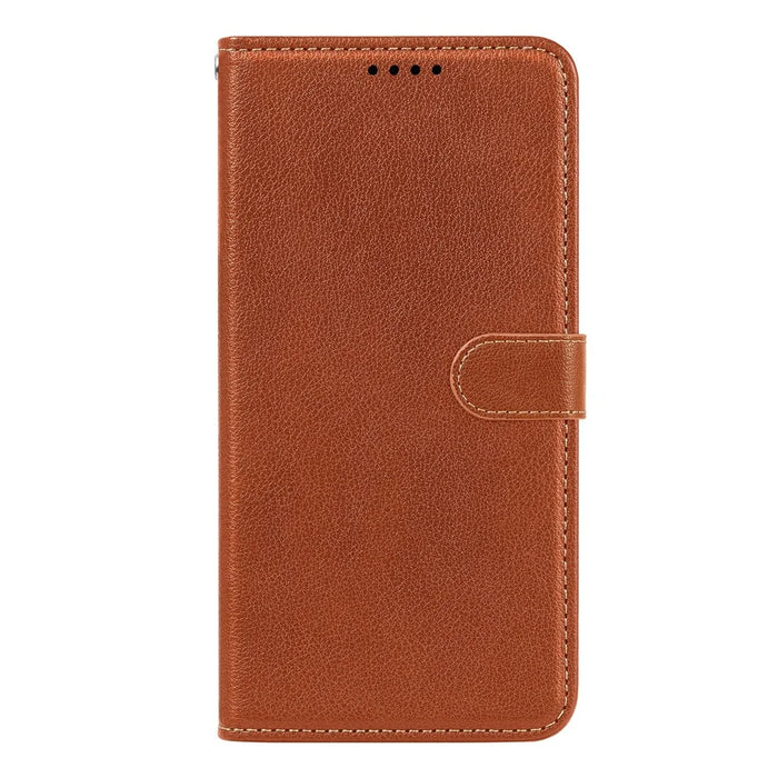 For Samsung Galaxy A35 5G Case RFID Blocking Wallet Litchi Texture Leather Phone Cover Magnetic Clasp - Brown - 6