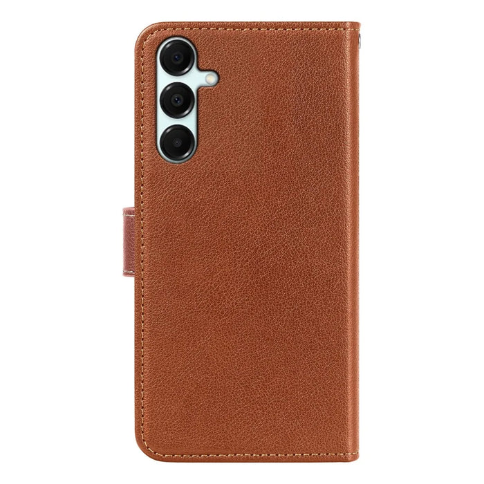 For Samsung Galaxy A35 5G Case RFID Blocking Wallet Litchi Texture Leather Phone Cover Magnetic Clasp - Brown - 7