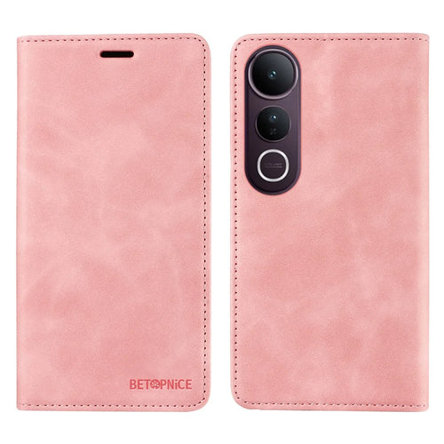 BETOPNICE For vivo V50 Lite 5G / vivo V50 Lite 4G Case  Magnetic Closure RFID Blocking Wallet Stand Leather Phone Cover - Pink - 1