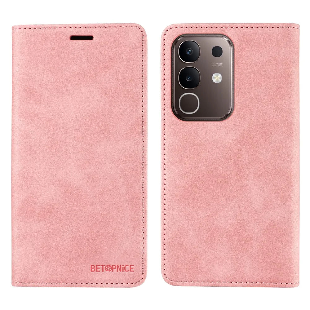 BETOPNICE For vivo Y29 4G Case  Magnetic Closure RFID Blocking Wallet Stand Leather Phone Cover - Pink - 1