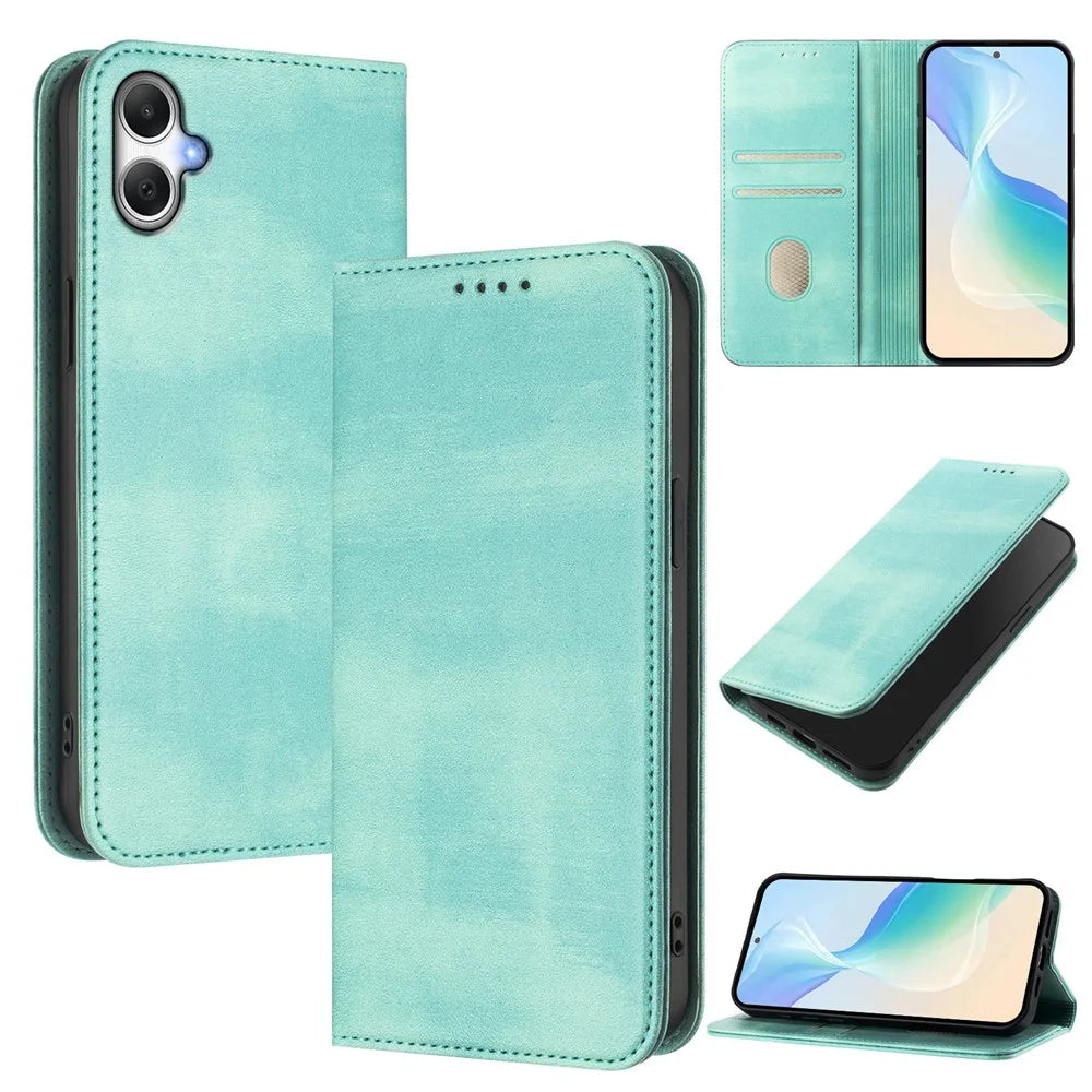 For Samsung Galaxy A06 5G / Galaxy A06 4G Wallet Cases Retro Texture RFID Blocking Leather Phone Cover - Mint Green - 2