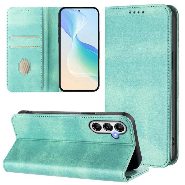 For Samsung Galaxy A35 5G Wallet Cases Retro Texture RFID Blocking Leather Phone Cover - Mint Green - 3