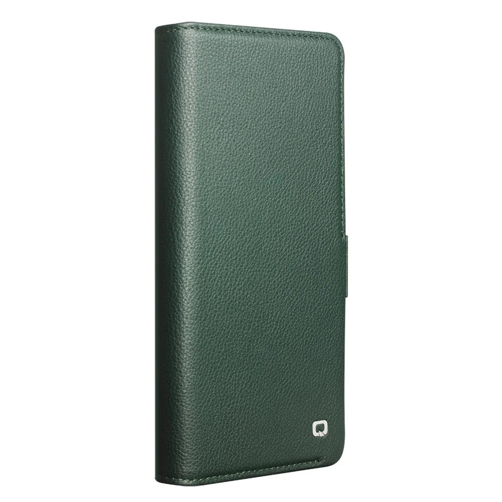 QIALINO For Samsung Galaxy S25 Ultra Wallet Case Genuine Cow Leather Flip Stand Phone Cover - Green - 4