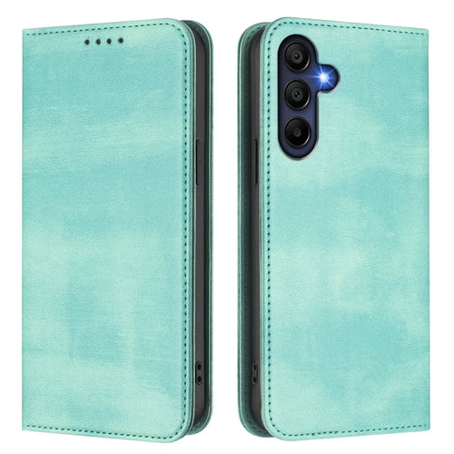 For Samsung Galaxy A16 4G / Galaxy A16 5G Wallet Cases Retro Texture RFID Blocking Leather Phone Cover - Mint Green - 1