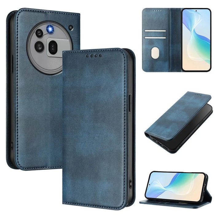 For Nothing Phone (3a) Pro Wallet Cases Retro Texture RFID Blocking Leather Phone Cover - Blue - 2