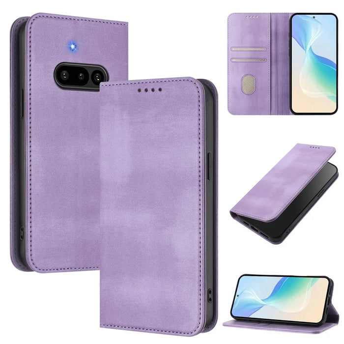 For Nothing Phone (3a) Wallet Cases Retro Texture RFID Blocking Leather Phone Cover - Light Purple - 2
