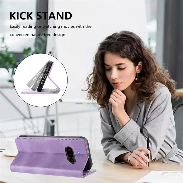 For Nothing Phone (3a) Wallet Cases Retro Texture RFID Blocking Leather Phone Cover - Light Purple - 4