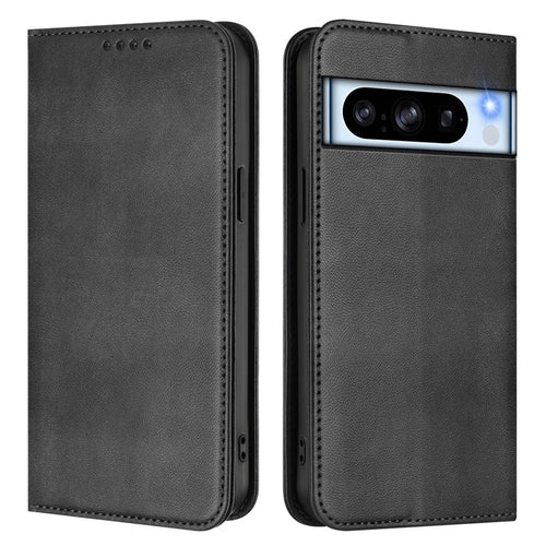 For Google Pixel 8 Pro Wallet Cases Retro Texture RFID Blocking Leather Phone Cover - Black - 1