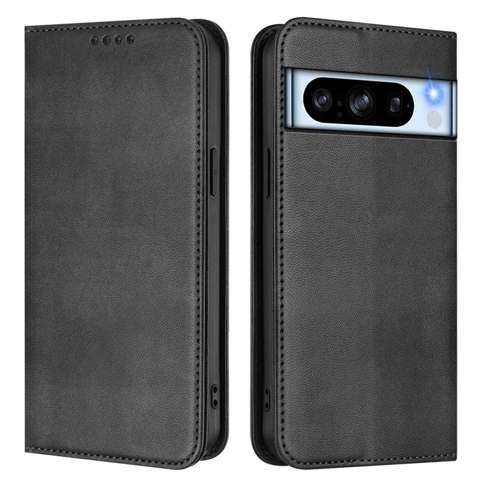 For Google Pixel 8 Pro Wallet Cases Retro Texture RFID Blocking Leather Phone Cover - Black - 1