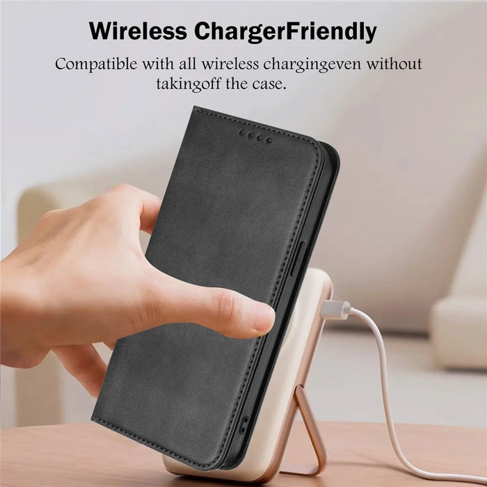 For Google Pixel 8 Pro Wallet Cases Retro Texture RFID Blocking Leather Phone Cover - Black - 6