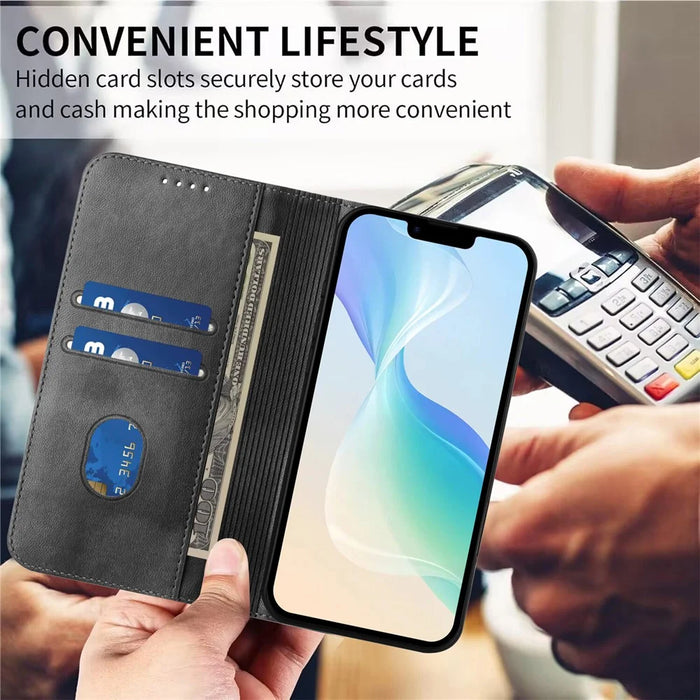 For Google Pixel 8 Pro Wallet Cases Retro Texture RFID Blocking Leather Phone Cover - Black - 7