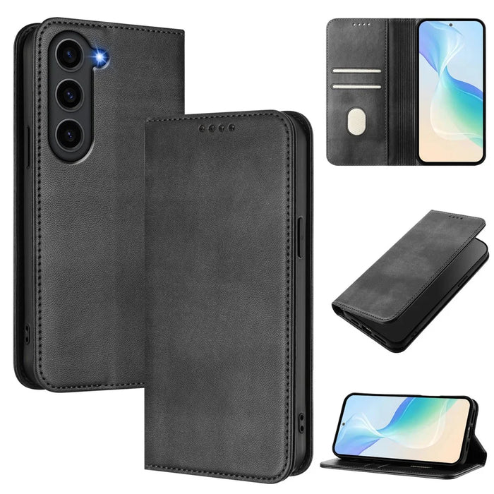 For Samsung Galaxy S23 Wallet Cases Retro Texture RFID Blocking Leather Phone Cover - Black - 2