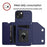 For iPhone 15 Plus Case Card Holder Kickstand Skin-Touch Phone Cover with Wrist Strap - Blue - 7