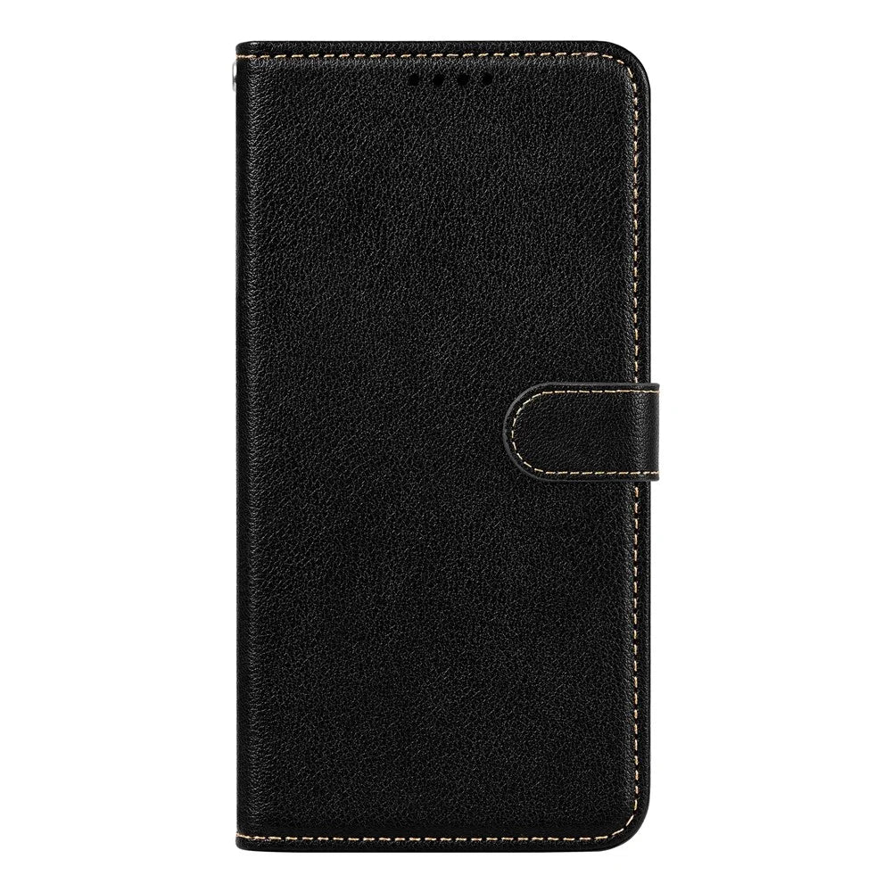 For Samsung Galaxy A26 5G Case RFID Blocking Wallet Litchi Texture Leather Phone Cover Magnetic Clasp - Black - 6