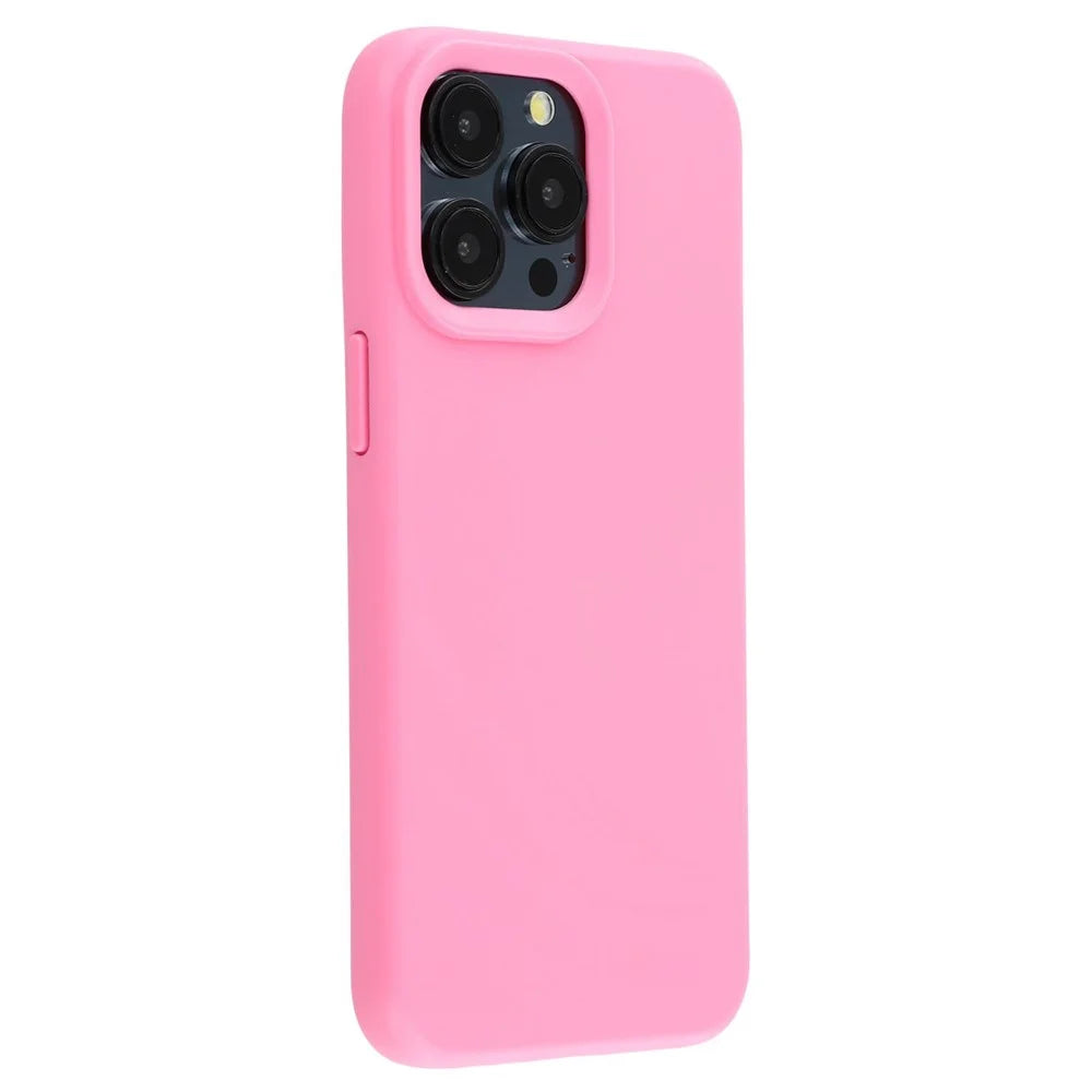 For iPhone 15 Pro Case 2.0mm Thick Solid Color Soft TPU Phone Back Cover Large Lens Cutout - Rose - 1