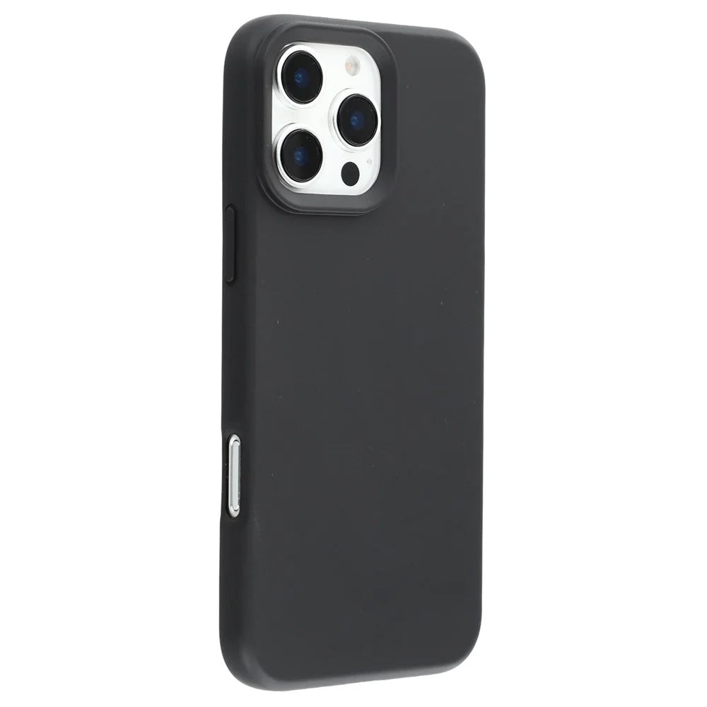 For iPhone 16 Pro Case 2.0mm Thick Solid Color Soft TPU Phone Back Cover Large Lens Cutout - Black - 1