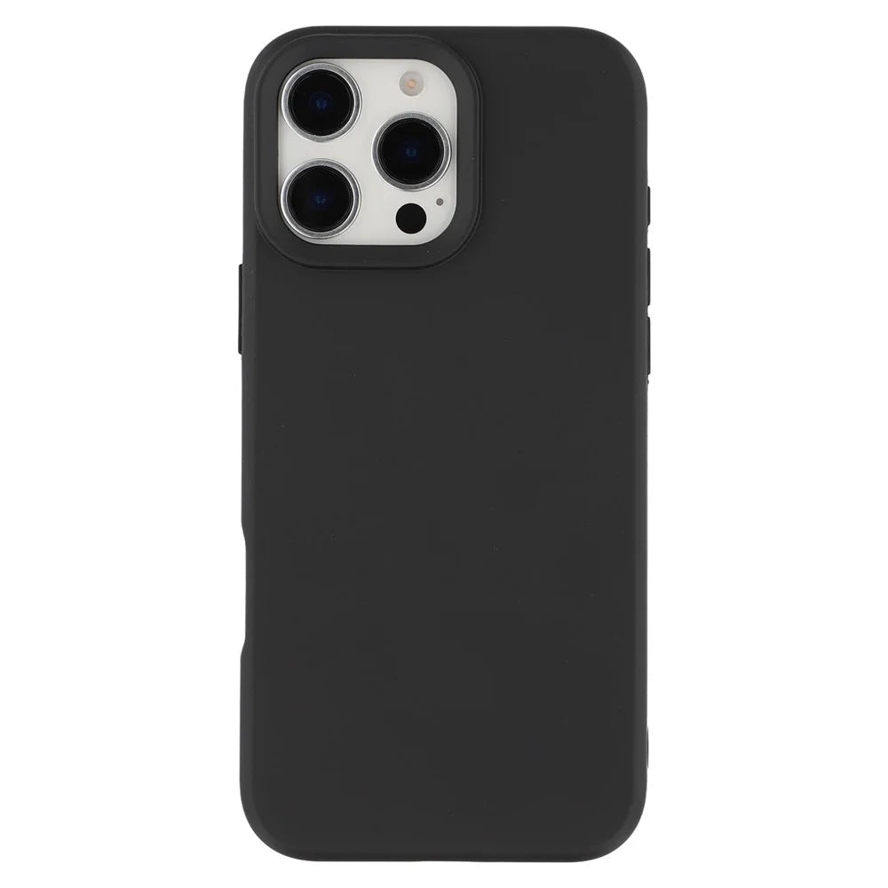 For iPhone 16 Pro Case 2.0mm Thick Solid Color Soft TPU Phone Back Cover Large Lens Cutout - Black - 3