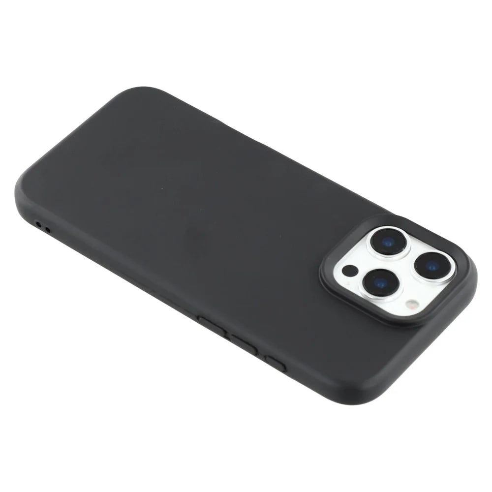 For iPhone 16 Pro Case 2.0mm Thick Solid Color Soft TPU Phone Back Cover Large Lens Cutout - Black - 5