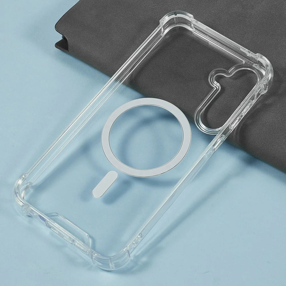 For Samsung Galaxy S23 FE Magnetic Case 1.5mm Shockproof Clear Phone Back Cover - 4