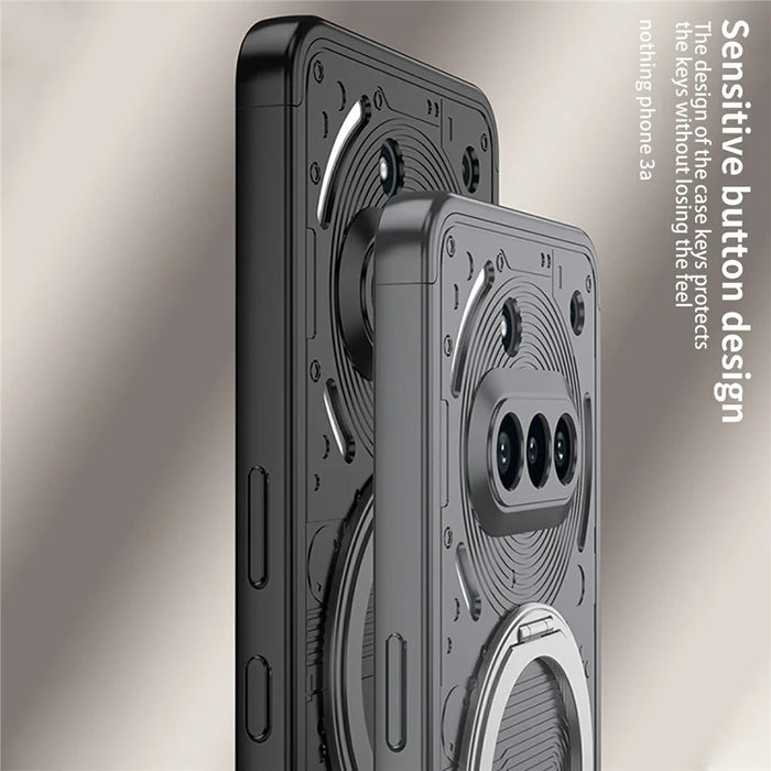 For Nothing Phone (3a) Case Magnetic Kickstand Hard PC Shockproof Phone Cover - Black - 6