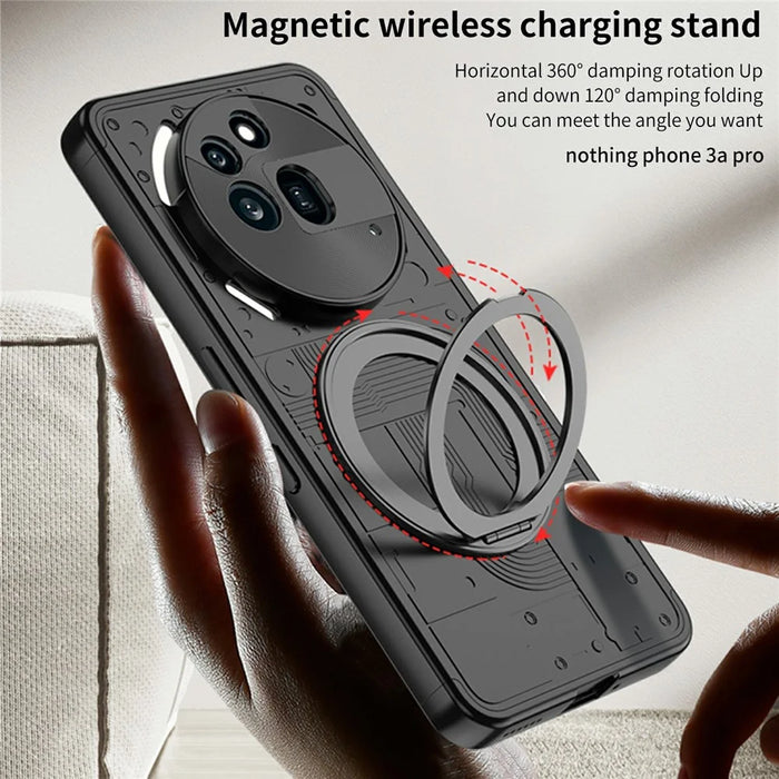 For Nothing Phone (3a) Pro Case Magnetic Kickstand Hard PC Shockproof Phone Cover - Black - 3