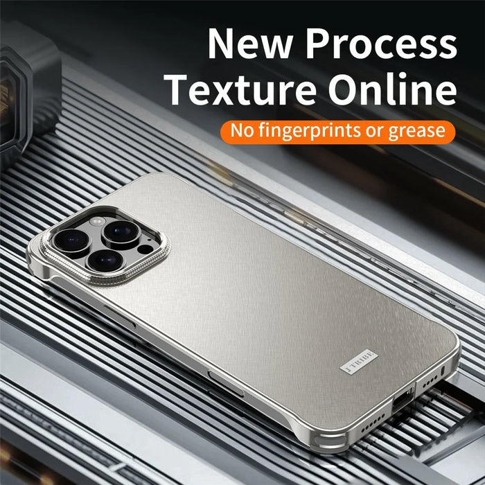 For iPhone 16 Pro Max Case PC + Silicone + Alloy Matte Phone Cover - Titanium - 3