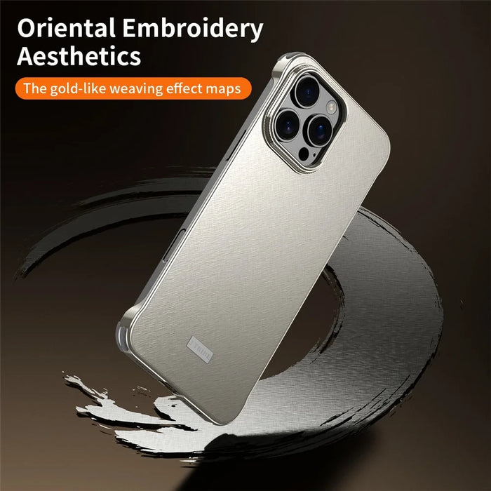 For iPhone 16 Pro Max Case PC + Silicone + Alloy Matte Phone Cover - Titanium - 4