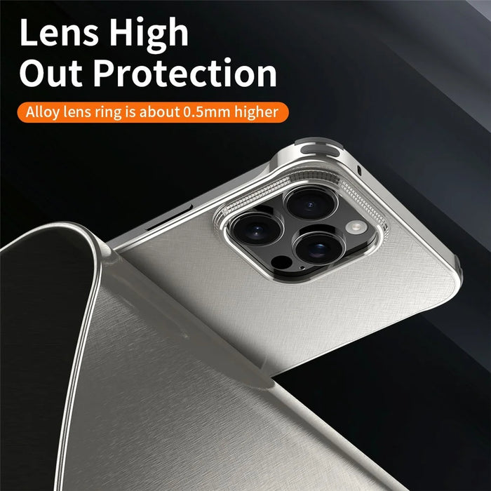 For iPhone 16 Pro Max Case PC + Silicone + Alloy Matte Phone Cover - Titanium - 7