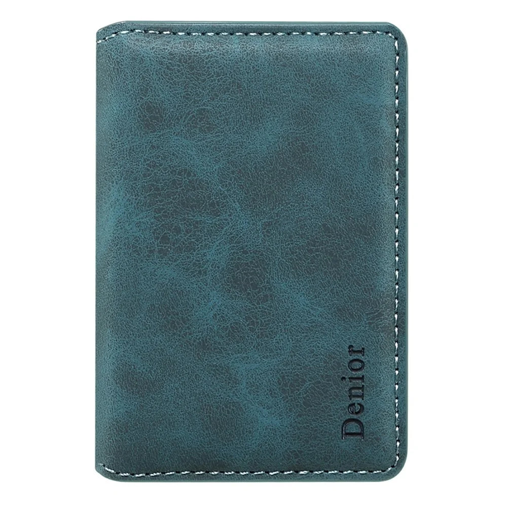 DENIOR V18 Retro Texture Card Holder RFID Blocking Wallet Photo Frame - Blue - 6