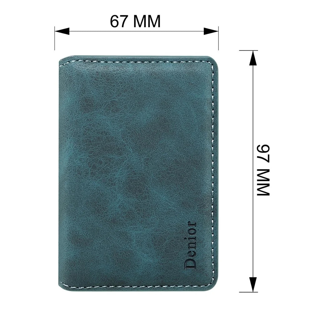 DENIOR V18 Retro Texture Card Holder RFID Blocking Wallet Photo Frame - Blue - 7
