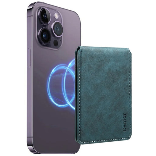 DENIOR V19 Magnetic Card Holder Retro Texture Vertical Flip RFID Blocking Wallet Photo Frame - Blue - 2