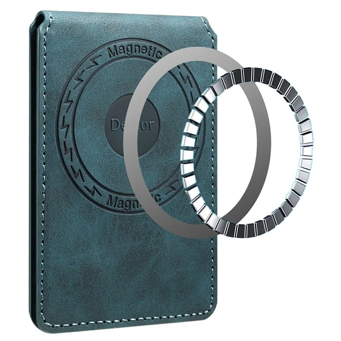DENIOR V19 Magnetic Card Holder Retro Texture Vertical Flip RFID Blocking Wallet Photo Frame - Blue - 3