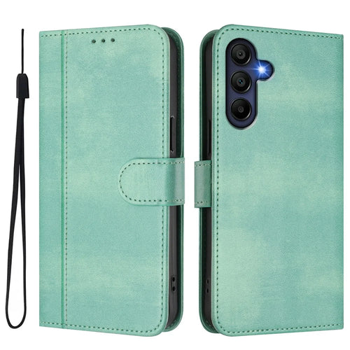 For Samsung Galaxy A26 5G Cases Wallet Stand Retro Texture Leather Phone Cover with Lanyard - Mint Green - 1