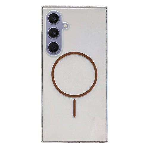 For Samsung Galaxy S24+ Magnetic Case Clear Slim PC Phone Back Cover - Transparent Gold - 1