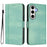 For Samsung Galaxy S24 FE Cases Wallet Stand Retro Texture Leather Phone Cover with Lanyard - Mint Green - 1