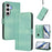 For Samsung Galaxy S24 FE Cases Wallet Stand Retro Texture Leather Phone Cover with Lanyard - Mint Green - 2