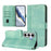 For Samsung Galaxy S24 FE Cases Wallet Stand Retro Texture Leather Phone Cover with Lanyard - Mint Green - 3
