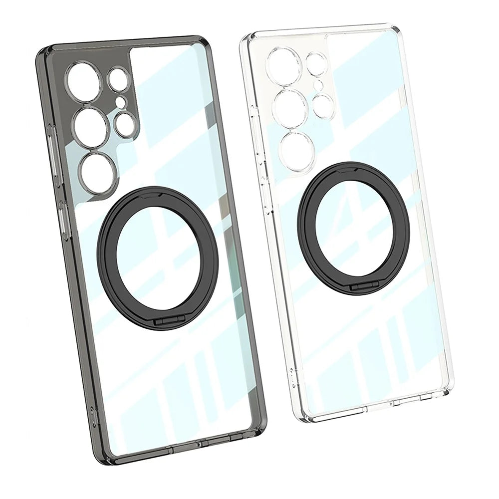 GKK For Samsung Galaxy S25 Ultra Magnetic Case with Kickstand TPU + PC Clear Phone Back Cover - Transparent Black - 2