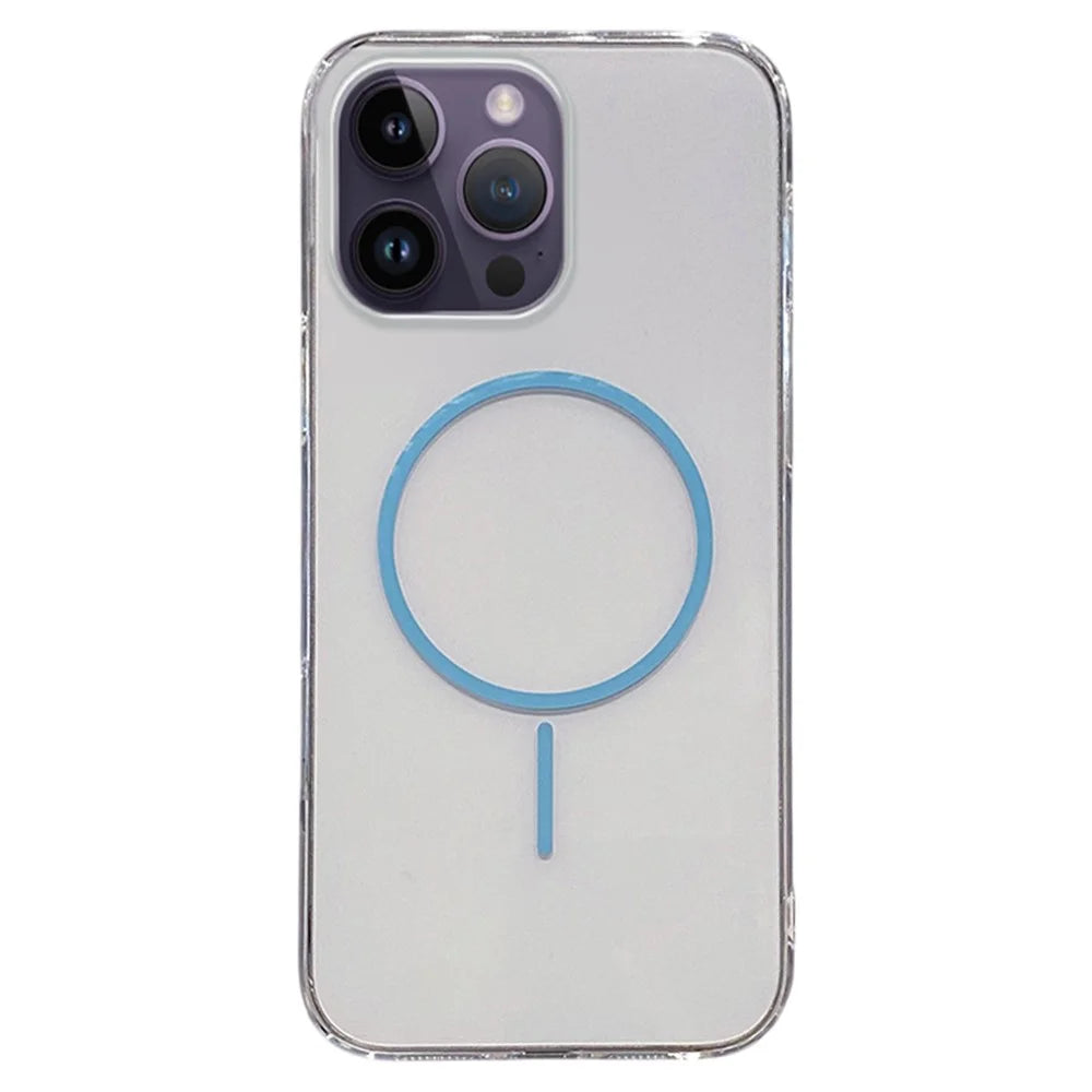 For iPhone 14 Pro Max Case Compatible with MagSafe Clear Slim PC Phone Back Cover - Transparent Blue - 1