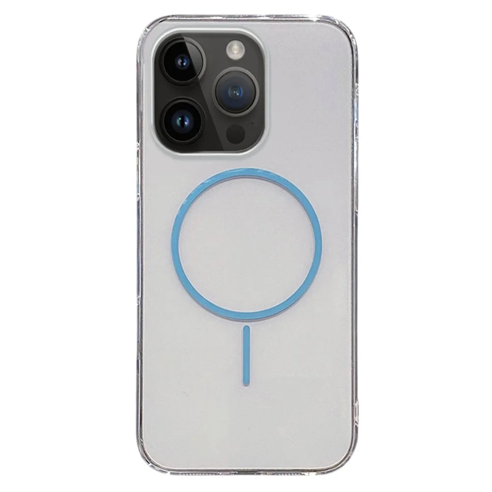 For iPhone 14 Pro Case Compatible with MagSafe Clear Slim PC Phone Back Cover - Transparent Blue - 1