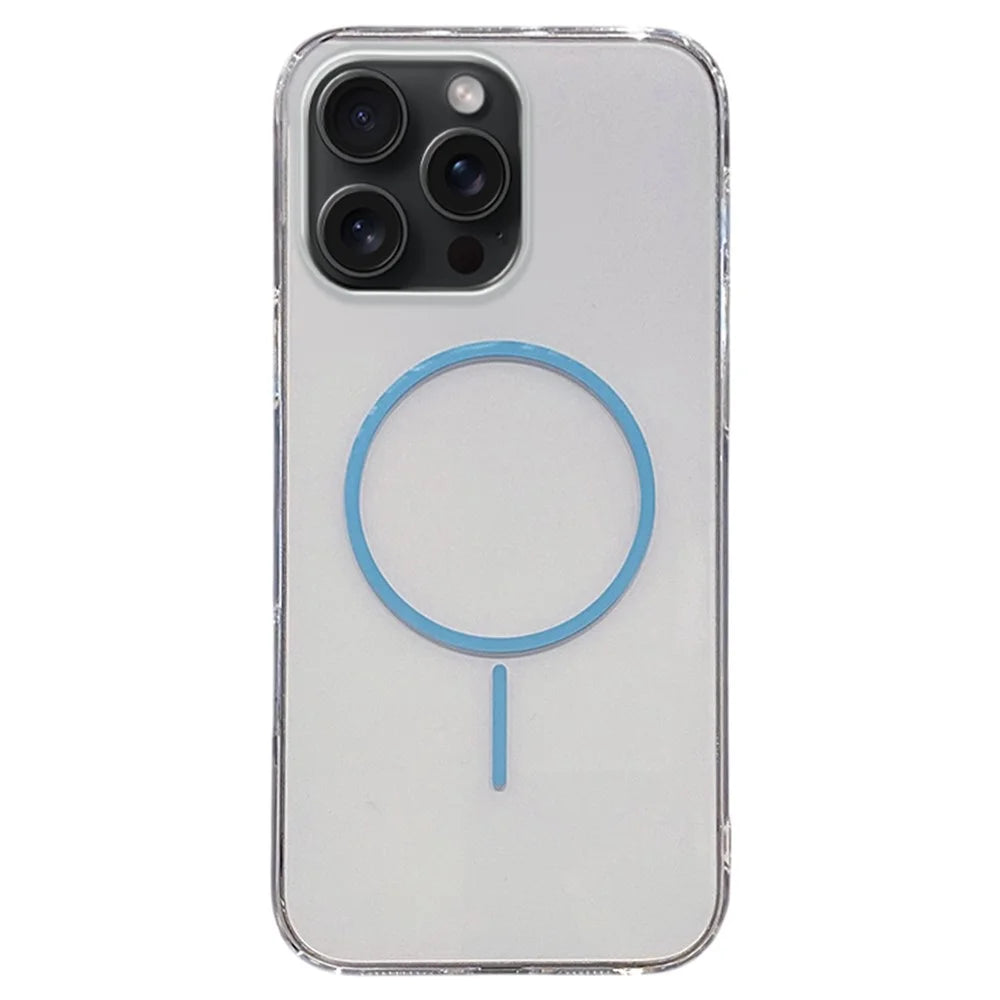 For iPhone 15 Pro Max Case Compatible with MagSafe Clear Slim PC Phone Back Cover - Transparent Blue - 1