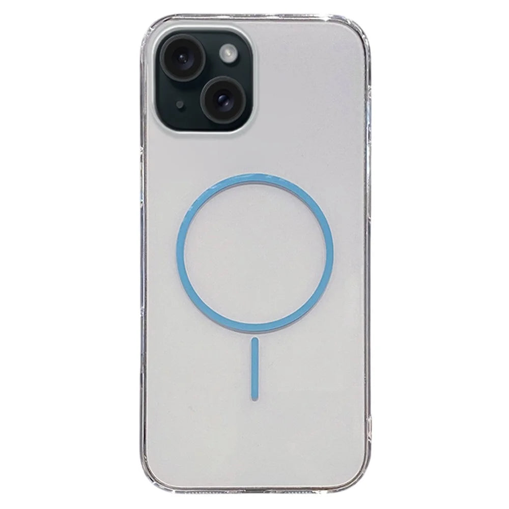 For iPhone 15 Case Compatible with MagSafe Clear Slim PC Phone Back Cover - Transparent Blue - 1