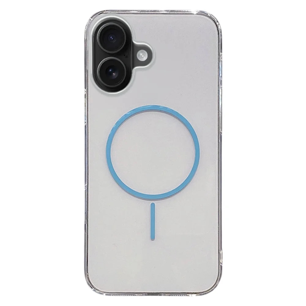For iPhone 16 Case Compatible with MagSafe Clear Slim PC Phone Back Cover - Transparent Blue - 1