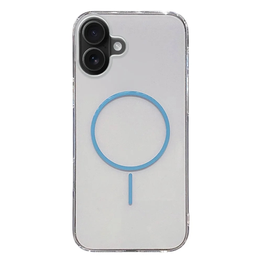 For iPhone 16 Plus Case Compatible with MagSafe Clear Slim PC Phone Back Cover - Transparent Blue - 1
