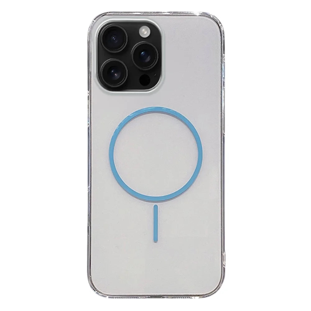 For iPhone 16 Pro Max Case Compatible with MagSafe Clear Slim PC Phone Back Cover - Transparent Blue - 1